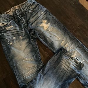EXPRESS Jeans Men’s Distressed Slim Low Rise Bootcut Rocco